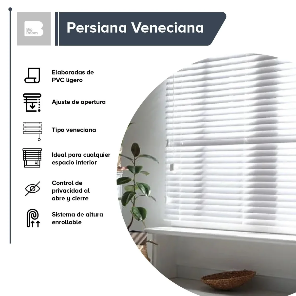 Persiana Horizontal Enrollable Pvc 160x120 Ajustable Moderna - Imagen 6