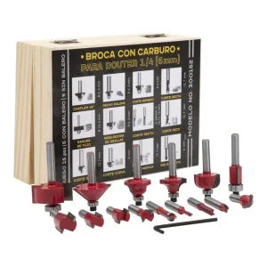 Broca para Router con Carburo de 1/4" Juego de 15 Pzs 300152 Kingsman