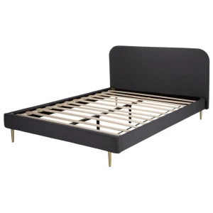 Base Cama Matrimonial Con Cabecera Tapizada Box Metal Madera