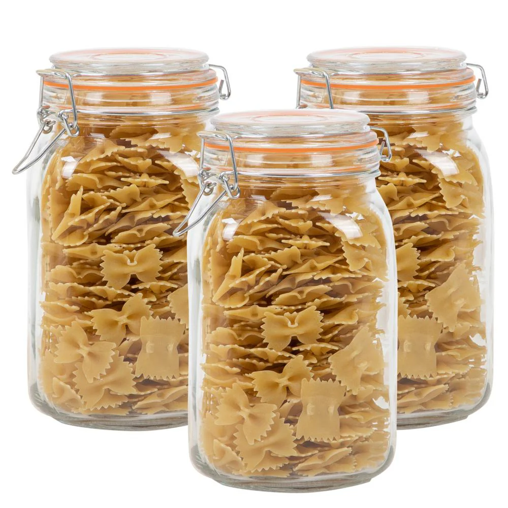 Frasco Hermetico De Vidrio Contenedor Tapa Clip 1,5 L X3 - Imagen 2