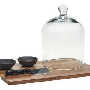 Bandeja Servir Quesos + Tapa + Tazon 2 Pzs + Cuchillo Libbey
