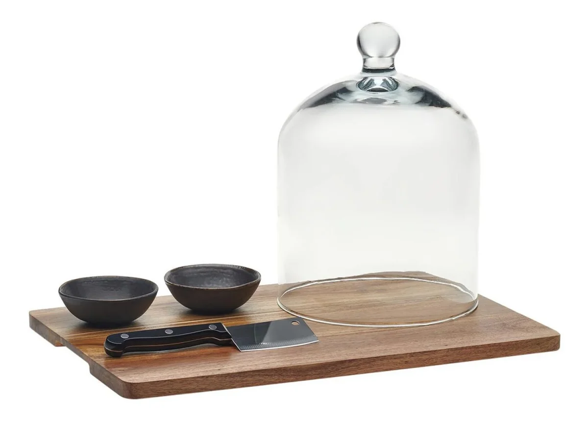 Bandeja Servir Quesos + Tapa + Tazon 2 Pzs + Cuchillo Libbey - Imagen 2