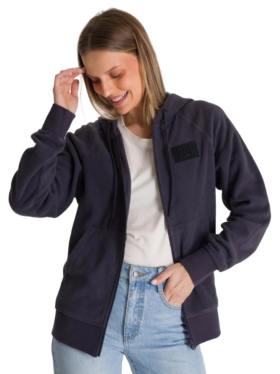 Polerón Unisex Microfleece Full Zip Gris CAT - Imagen 2