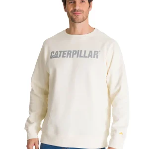 Polerón Crewneck Hombre Logo Caterpillar Blanco CAT