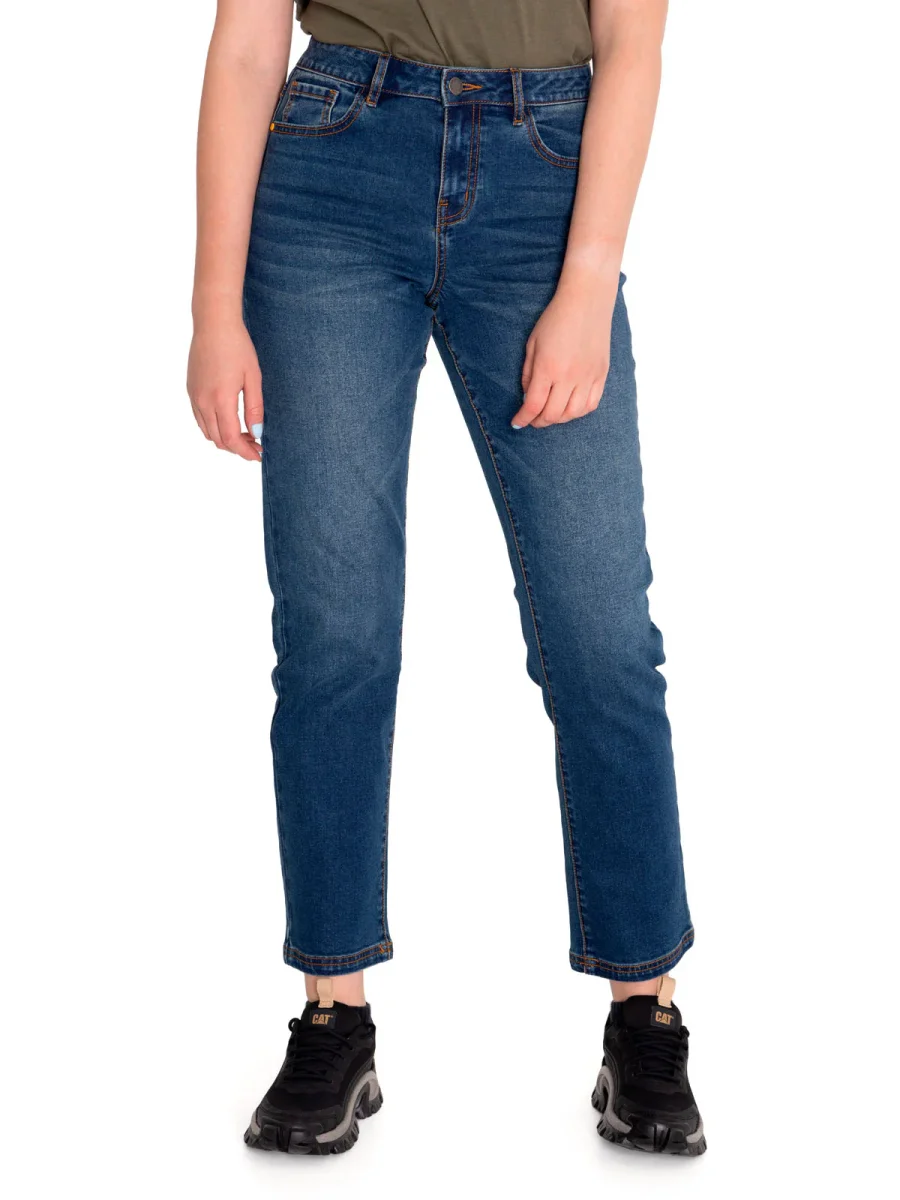 Jeans Denim Mujer Triblend Stretch Denim High-Rise Straight Azul Cat