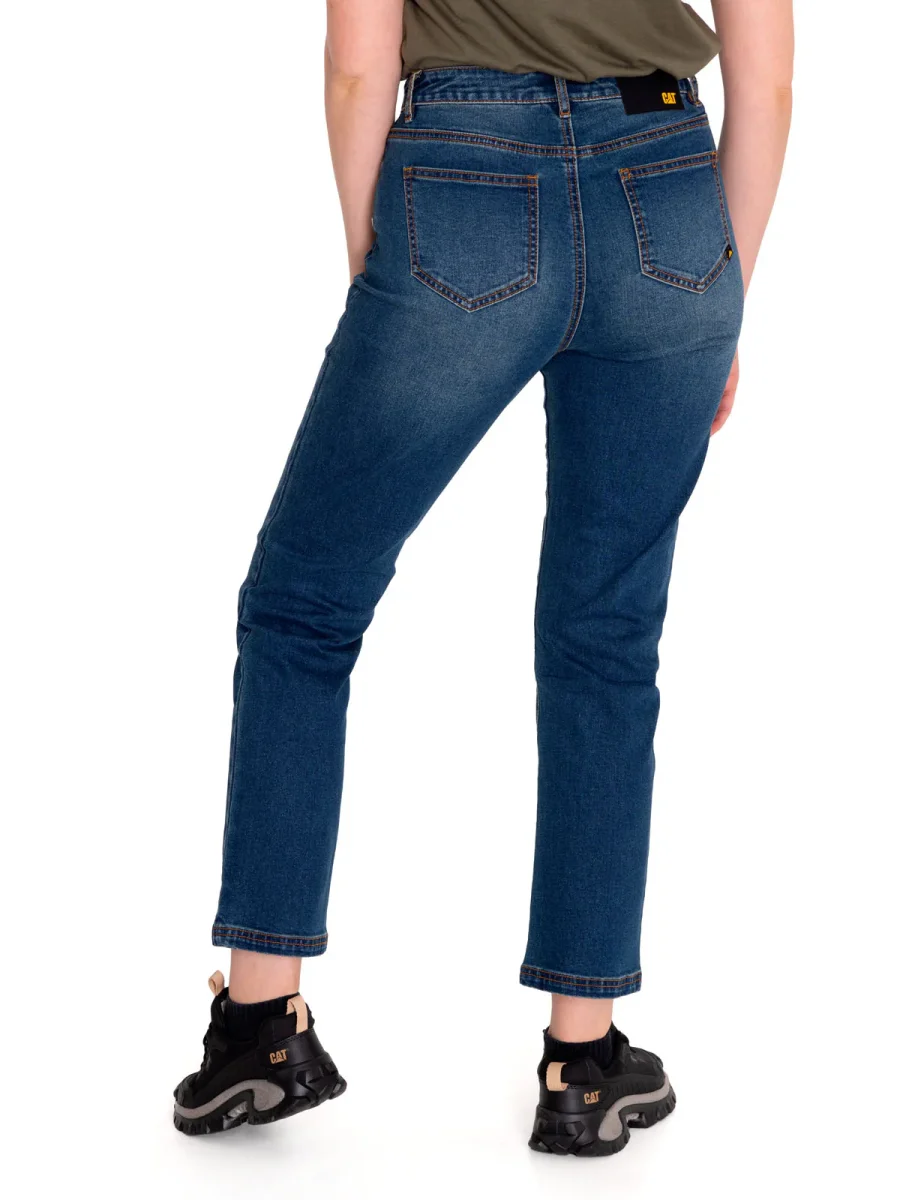 Jeans Denim Mujer Triblend Stretch Denim High-Rise Straight Azul Cat - Imagen 4
