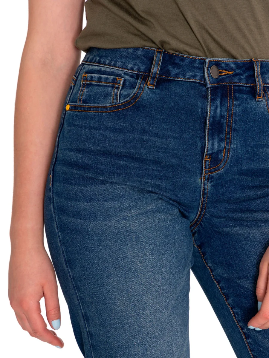 Jeans Denim Mujer Triblend Stretch Denim High-Rise Straight Azul Cat - Imagen 5