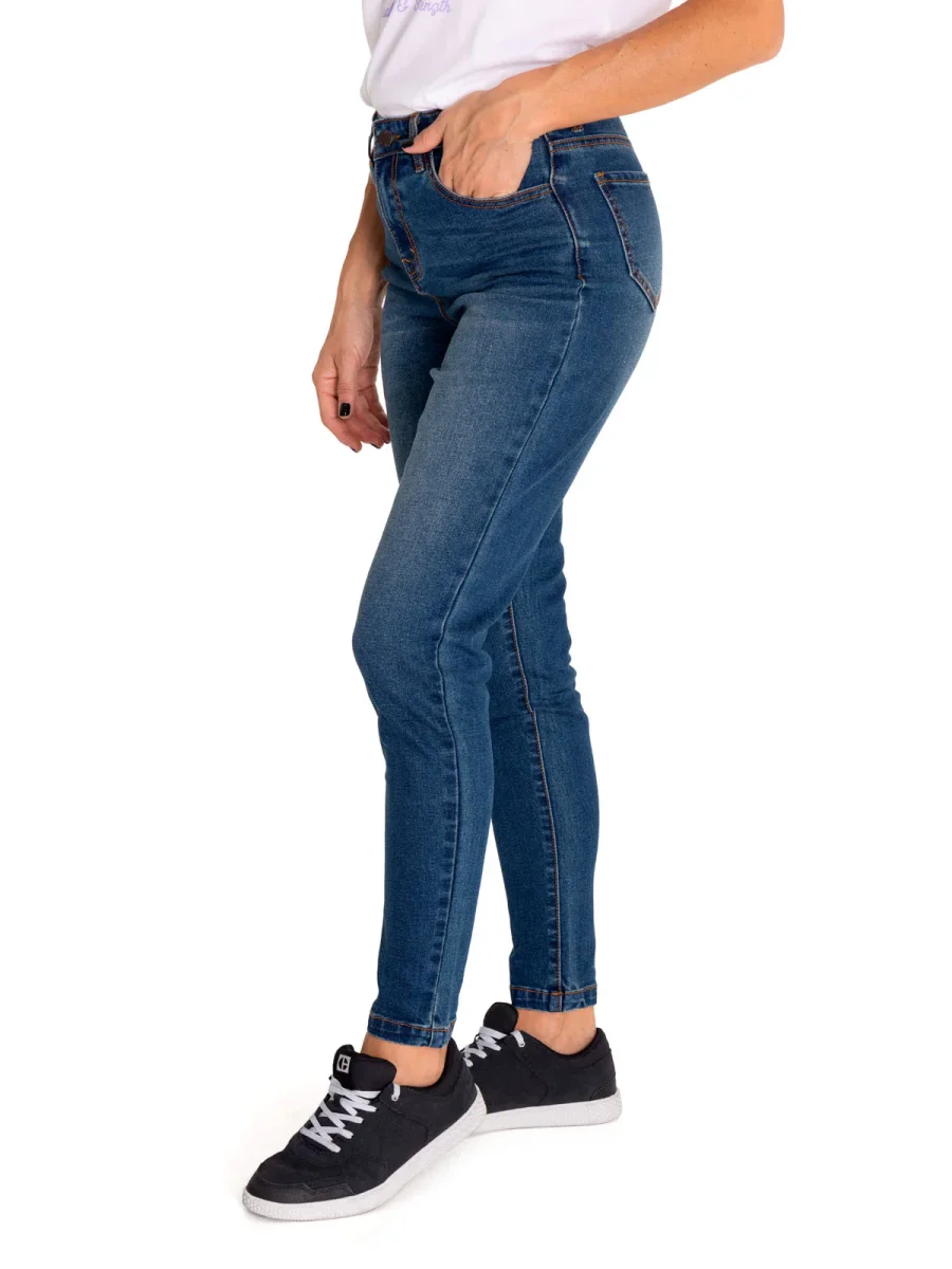 Jeans Denim Mujer Triblend Stretch Denim Mid-Rise Skinny Azul Cat - Imagen 3