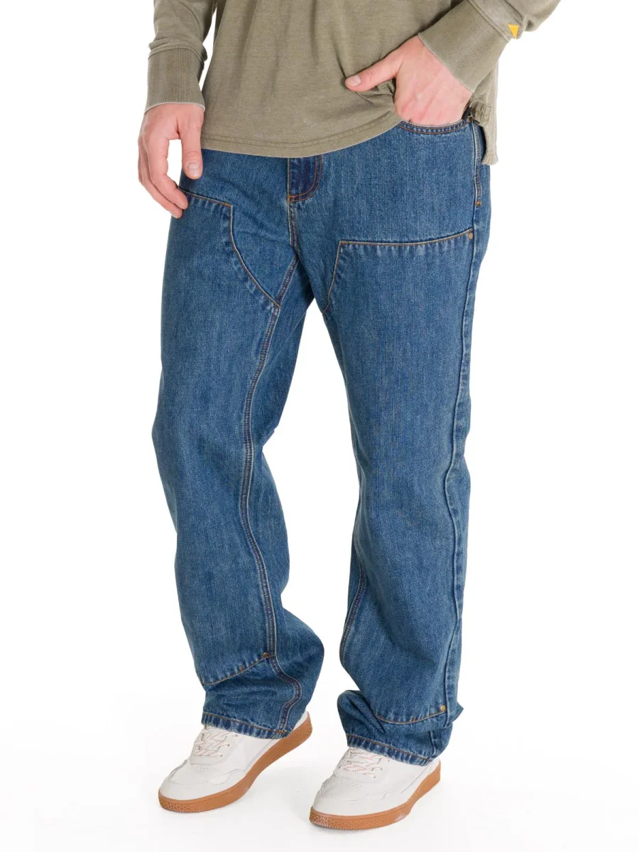 Jeans Regular Hombre Denim Double Front Azul Marino Cat - Imagen 2