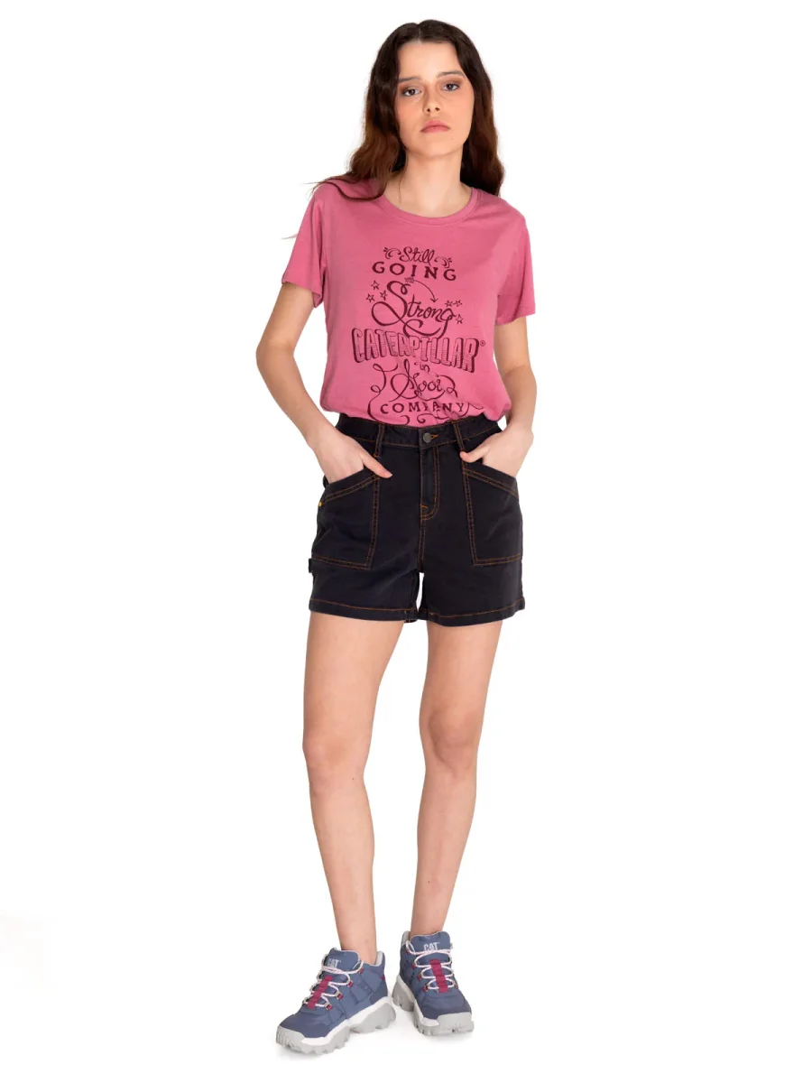 Short Casual Mujer TRIBLEND STRETCH DENIM SHORT Gris CAT - Imagen 6