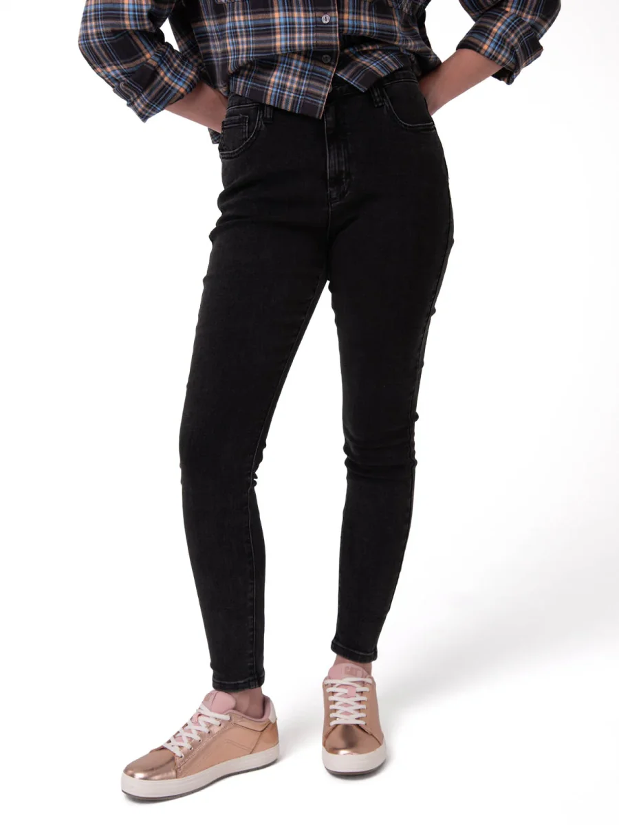Jeans Mujer Stretch Denim Mid Rise Negro CAT - Imagen 2
