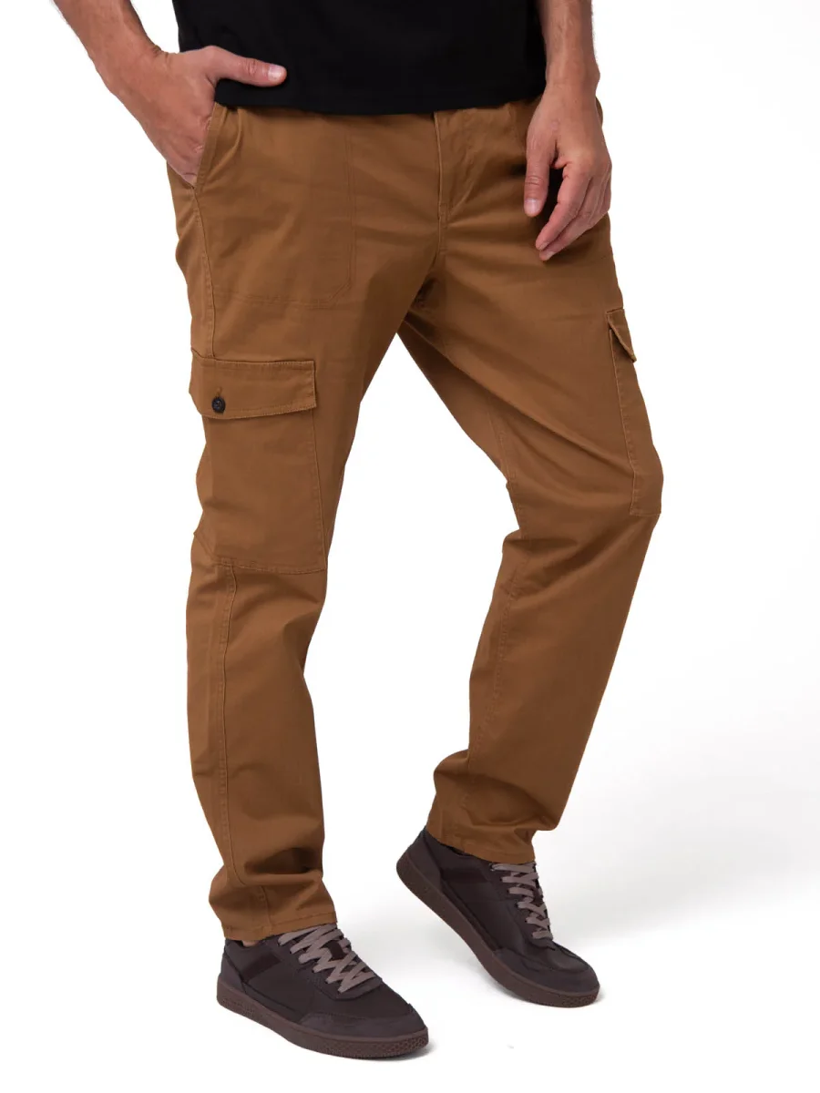 Pantalón Hombre Cargo Slim Café Cat - Imagen 2