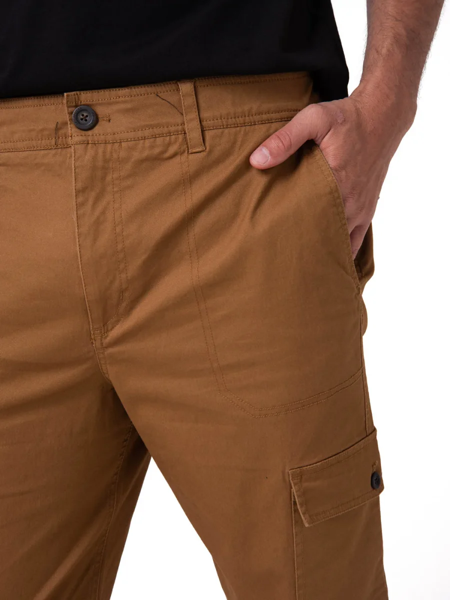 Pantalón Hombre Cargo Slim Café Cat - Imagen 4