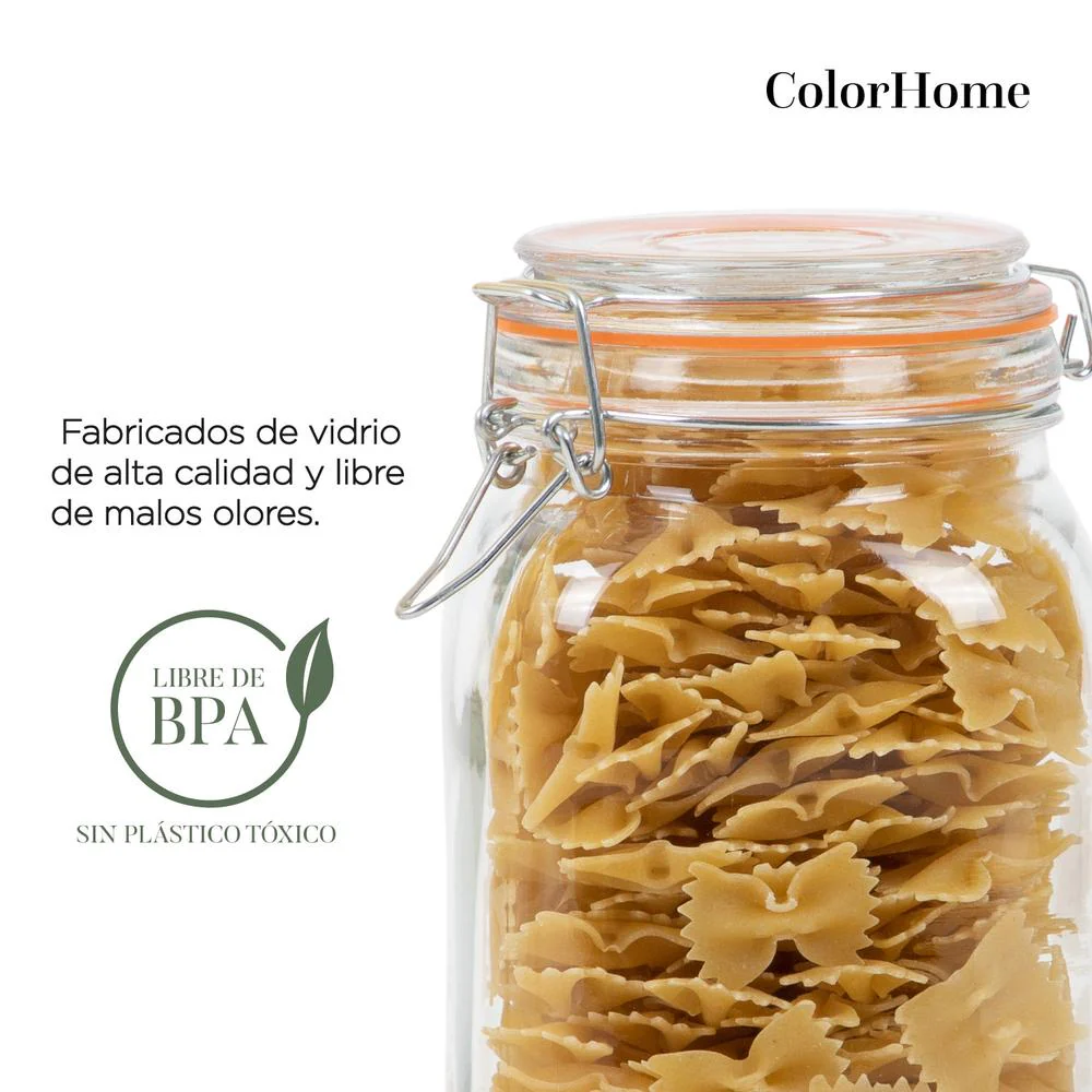 Frasco Hermetico De Vidrio Contenedor Tapa Clip 1,5 L X3 - Imagen 6