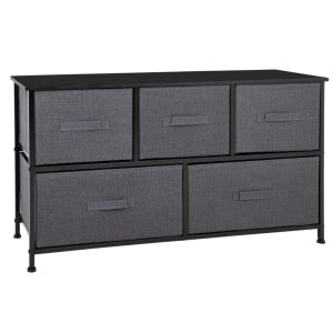 Comoda Cajonera de 5 Cajones Mueble Organizador Tela Madera