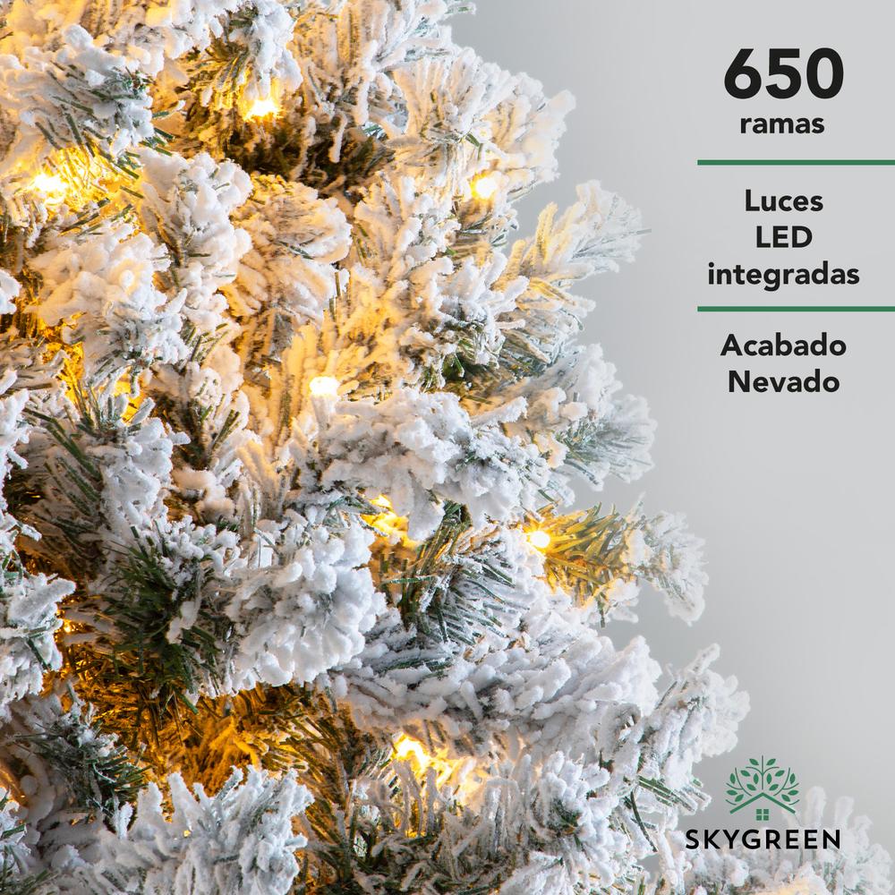 Árbol De Navidad Nevado 1.80 M Pino Artificial Con Luces LED - Imagen 4