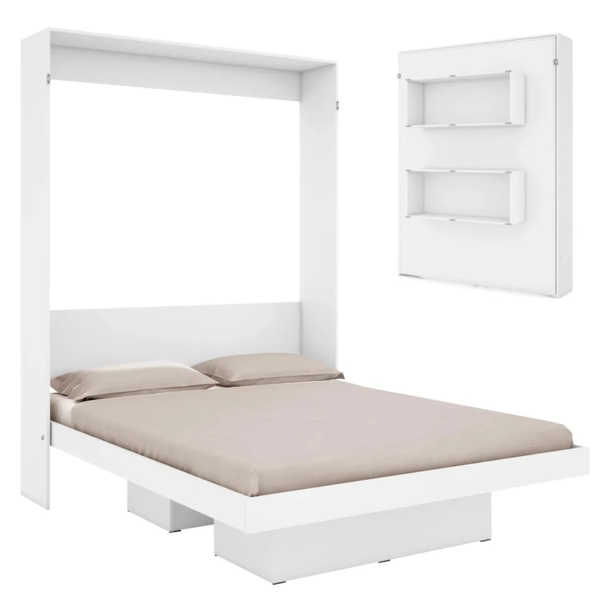 Base Cama Matrimonial Abatible Blanca KingsHouse Desmontable - Imagen 2