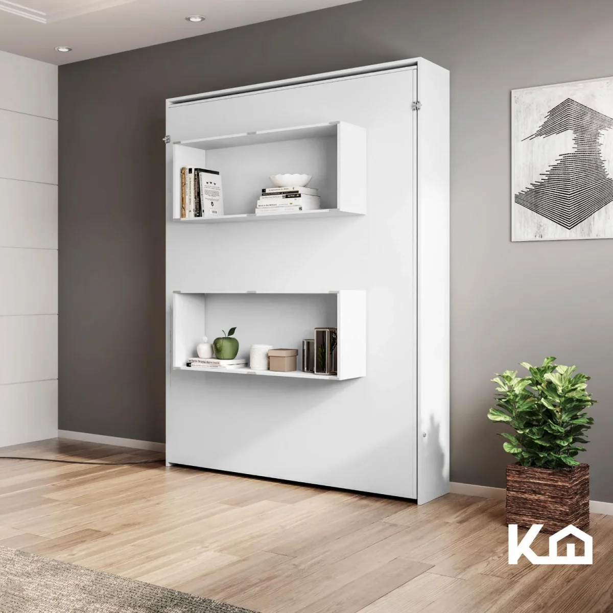 Base Cama Matrimonial Abatible Blanca KingsHouse Desmontable - Imagen 9