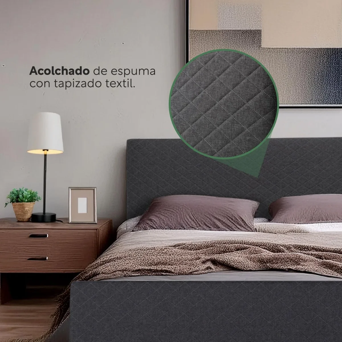 Base De Cama Individual + Cabecera Tapizada Box Para Colchón - Imagen 9