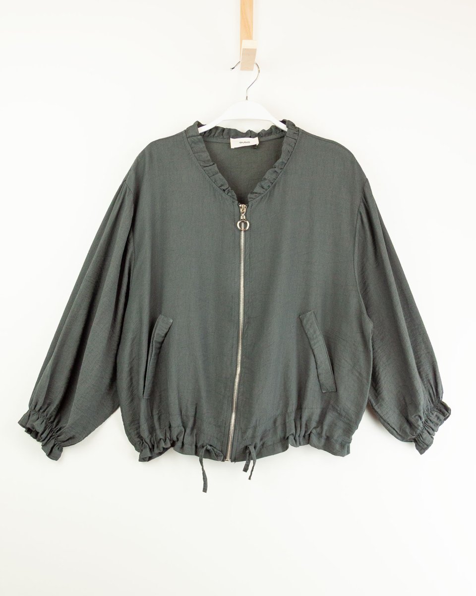Bomber lisa gris con fruncidos – Ouka - Imagen 2