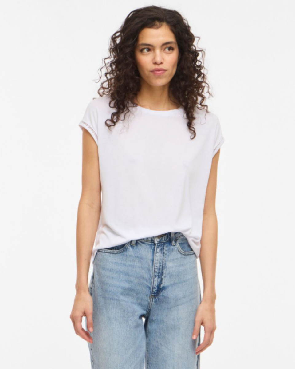Camiseta blanca detalle mangas – VILA