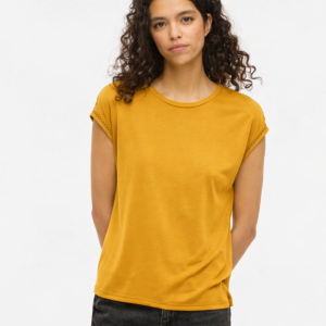 Camiseta mostaza detalle mangas – VILA