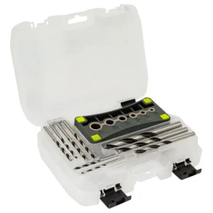 Accesorio Guia para Taladro Plantilla en V de 4-12 mm C/9 Brocas para Madera 3-10 mm Kingsman
