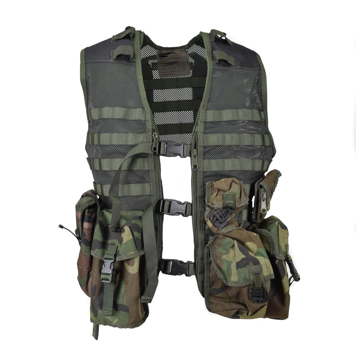 Genuine Dutch Military olive reinforced vest 6pcs modular forest molle pouches