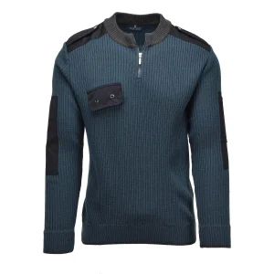 Genuine Dutch military pullover rib knit cold weather blue activewear sweater