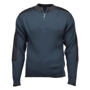 Genuine Dutch Military surplus Troyer pullover warm quarter zip blue sweater