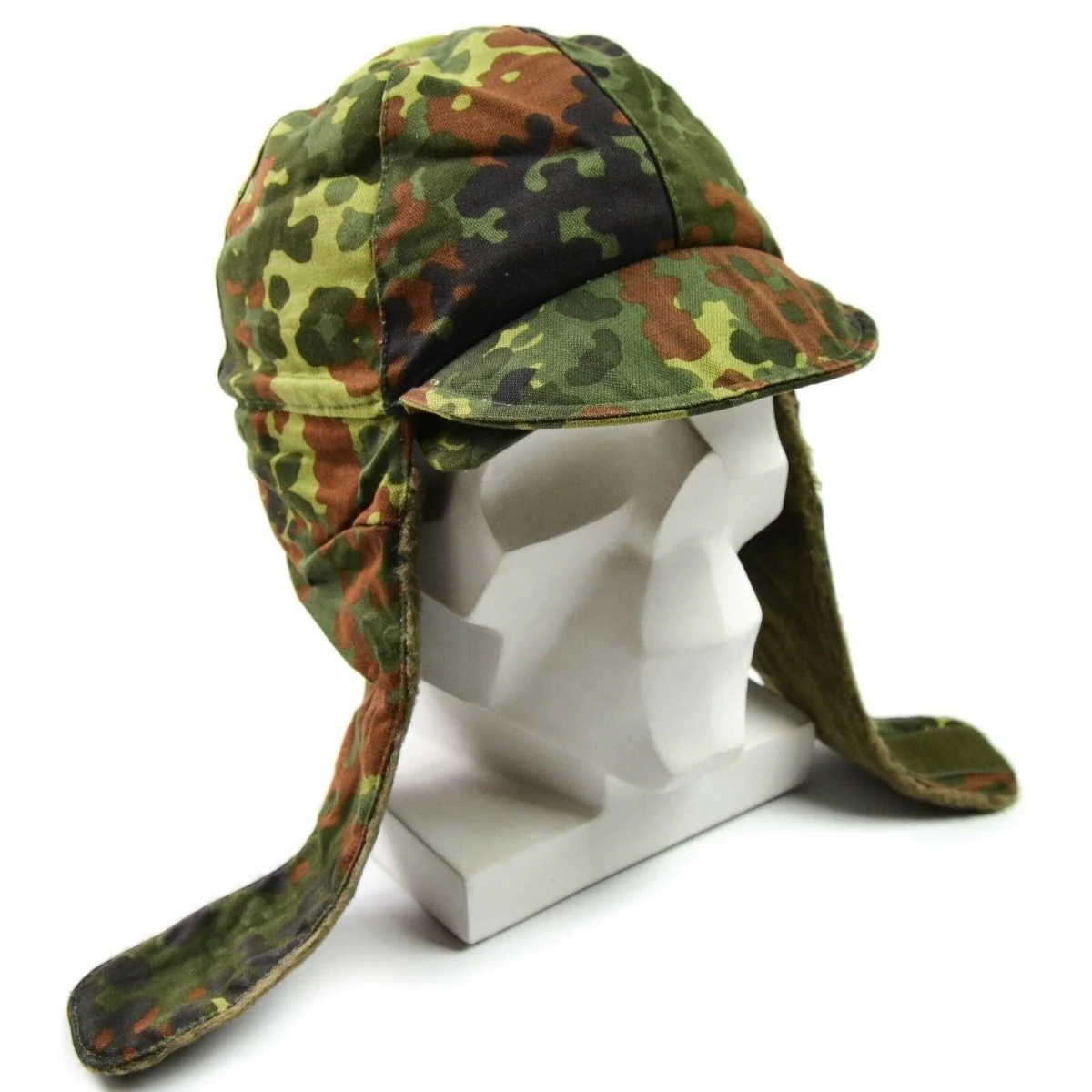 Genuine German Army Military Winter Pile Cap flecktarn hat warm cold weather - Imagen 5