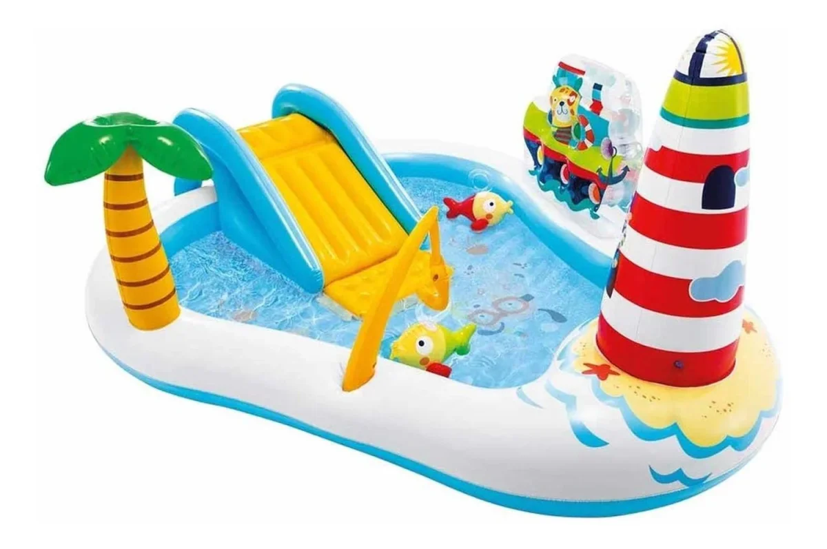 Juego Alberca Inflable Pesca Pez Tobogan Playcenter Intex - Imagen 2