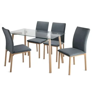 Juego De Comedor Con 4 Sillas Tapizadas Estilo Compacto