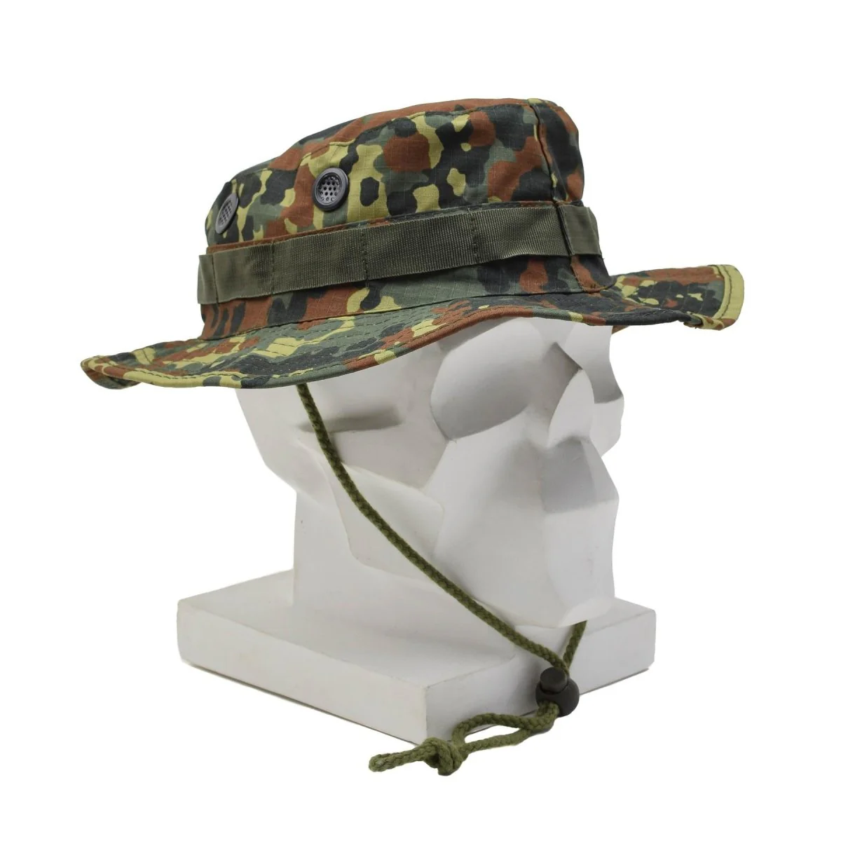MFH Military Hat Multi Quilted Brim Circumferential Loops Flecktarn Camo - Imagen 2