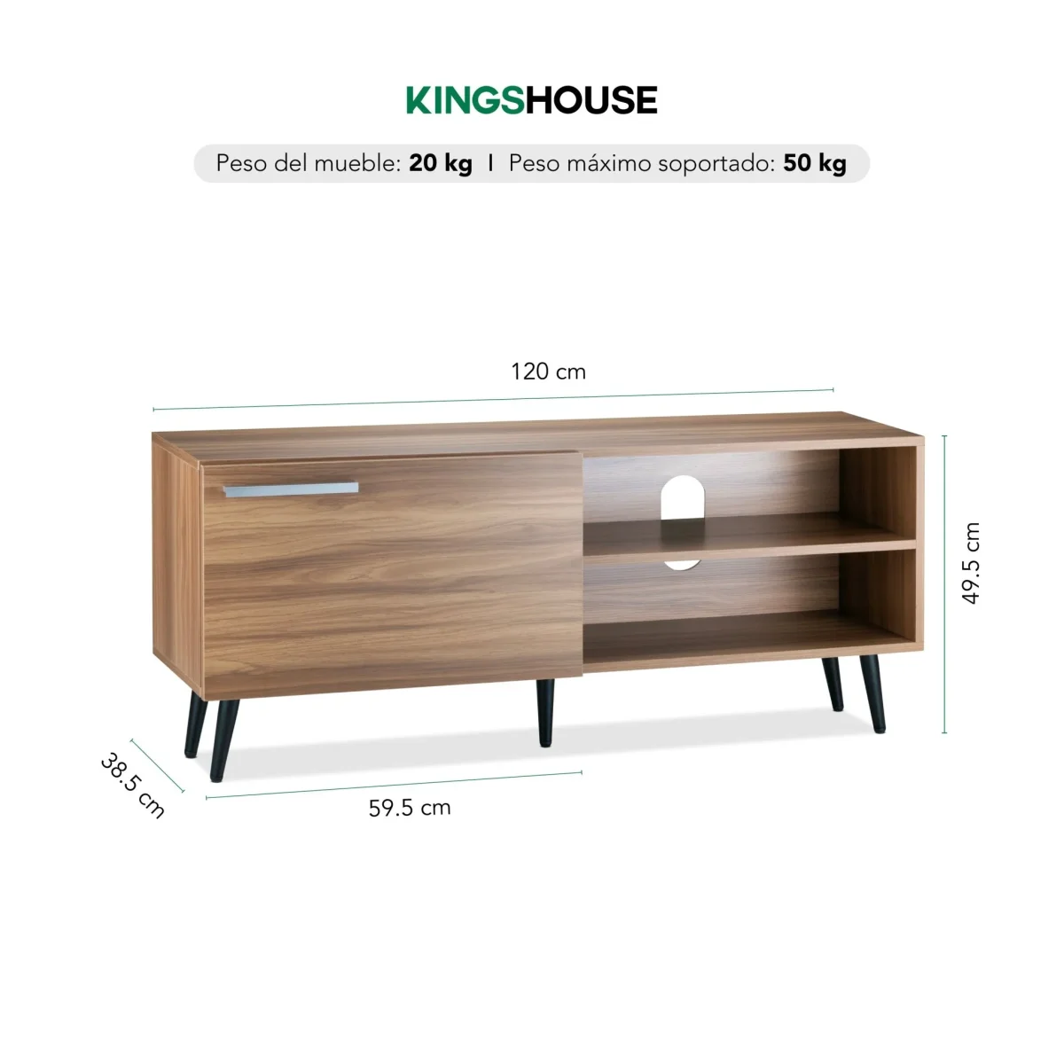 Mueble Sala TV 55 Pulgadas Nórdico Minimalista de Madera - Imagen 9
