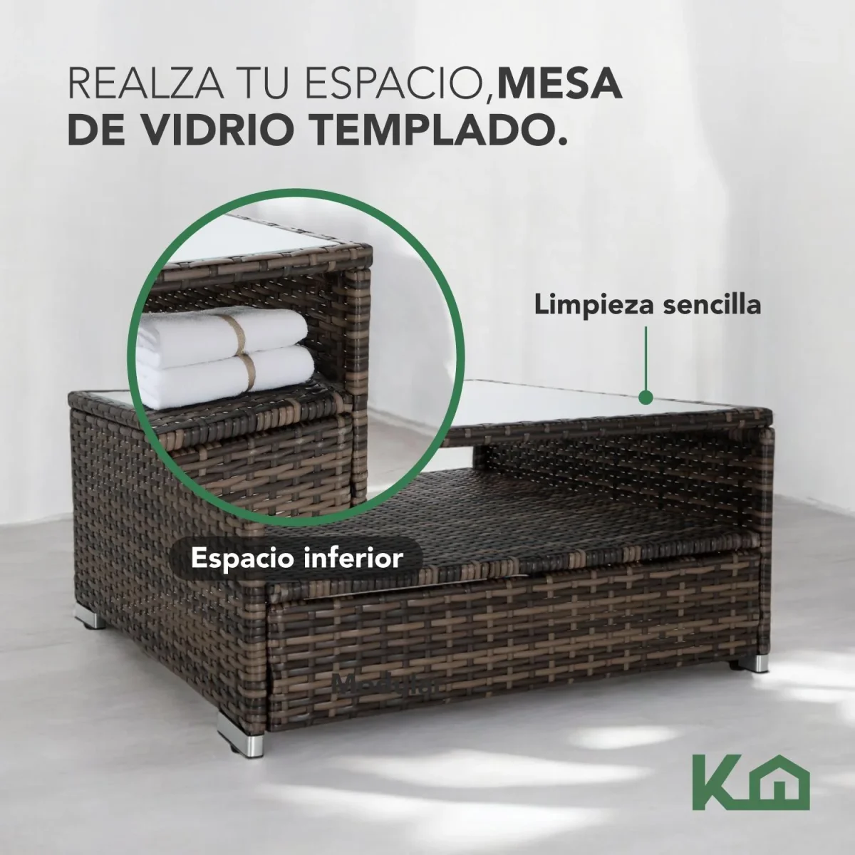 Sala Exterior L Esquinera Ratán Mimbre Sofá Para Jardín 4Pzs - Imagen 5