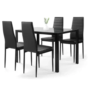 Set de Comedor Moderno Con 4 Sillas y Mesa de Vidrio